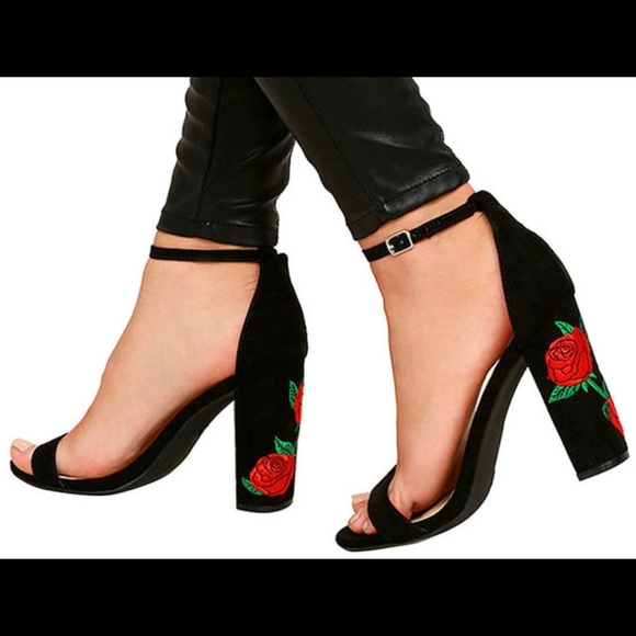 Wild Diva Shoes - Suede Rose Heels (Never Worn)